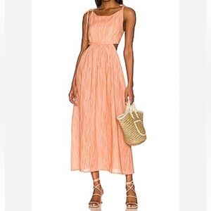 MATTHEW BRUCH Cutout Tie Strap Linen MIDI Dress
